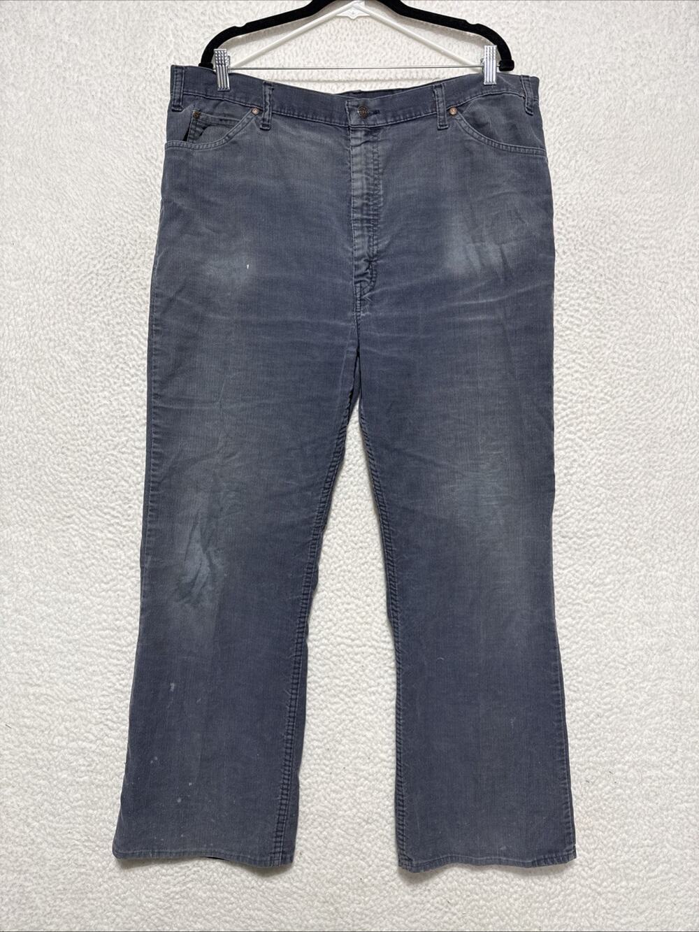 VTG 70’s JC Penny PLAIN POCKETS Cords Corduroy Pants Gray Mens 40x30 Distressed